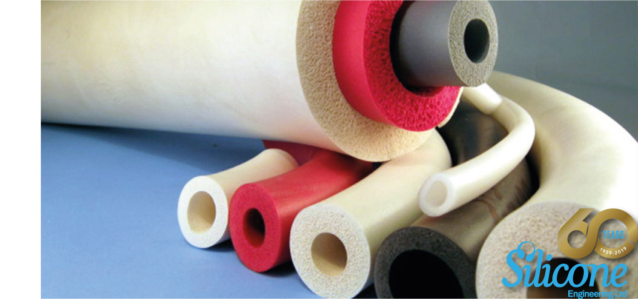 silicone sponge extrusion in grey, red and white tubes 
